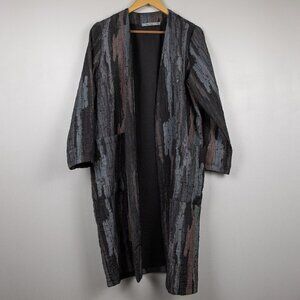 Beau Jours grey crinkle long line open cardigan-S